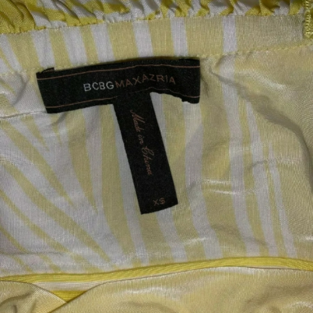 BCBG Strapless Tube Top Palm Leaves XS yellow White - Picture 5 of 5